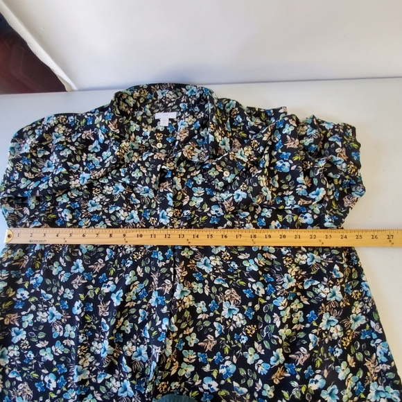 J. Jill Layered Floral Tunic Size 2X Long Sleeve Button-up Relaxed Shirt Fall - Picture 7 of 14